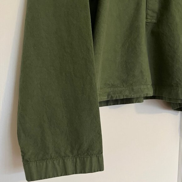 J Crew Popover Shirt in Cotton-Linen Blend Army Green | Size Large - Picture 5 of 8